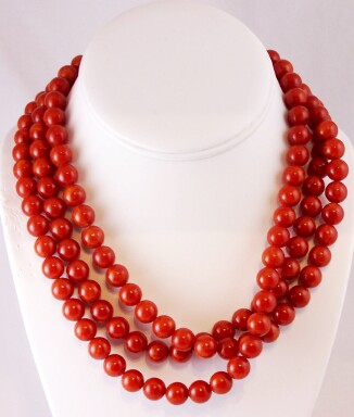 BN41 paprika bakelite sm bead 54" necklace